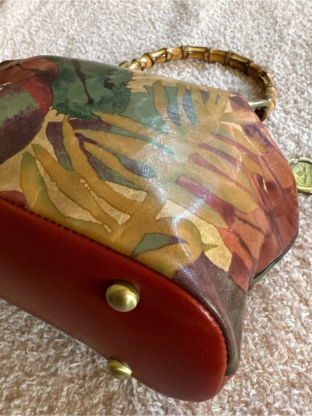Patricia Nash Tropical Dreams Floral Leather Bamboo Handle 25 Year Anniversary